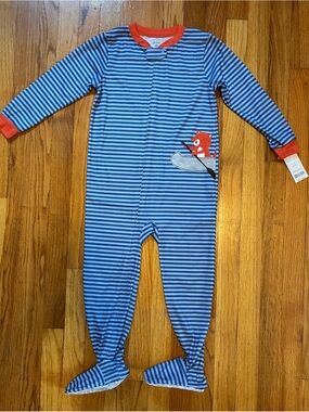 NWT Carter's Footed One Piece Sleeper Pajamas Striped Blue Orange Graphic 5T